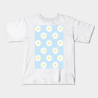 blue pastel daisy flower floral pattern Kids T-Shirt